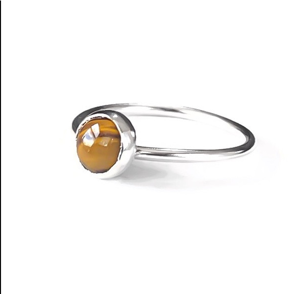 (2-13) 925 Sterling Silver 5MM Genuine Tigers Eye Gemstone Ring Protection Stone - Picture 4 of 11